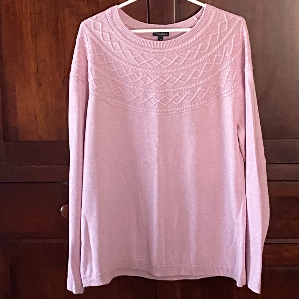 Talbots women’s pink wool blend sweater. Size XL